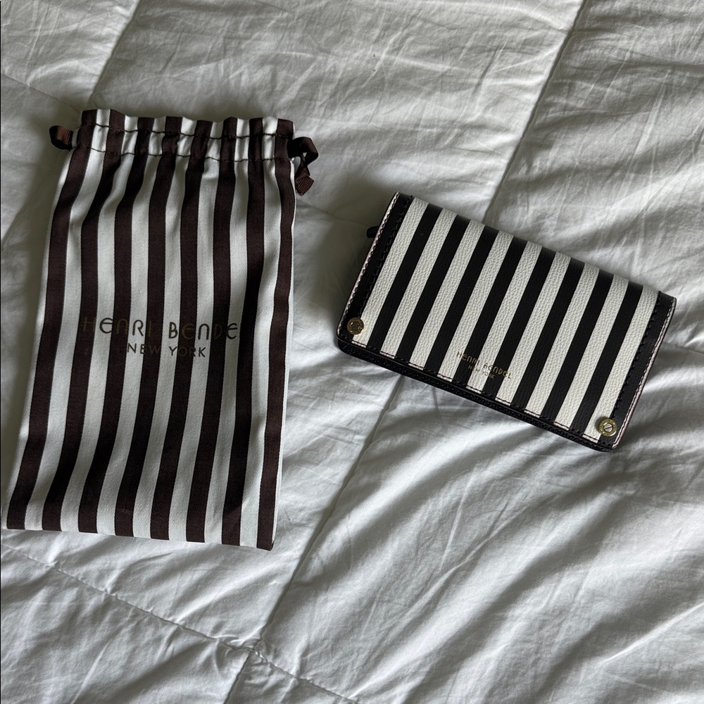 Vintage Fendi brown and White Striped Wallet Clutch